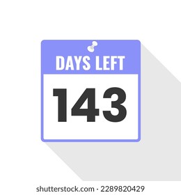 143 Days Left Countdown sales icon. 143 days left to go Promotional banner