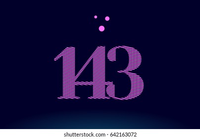 143 number digit logo pink line stripes magenta purple blue font creative text dots company vector icon design