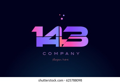 143 pink blue purple number digit numeral dots creative company logo vector icon design template