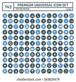 143 Premium Universal icon set,clean vector