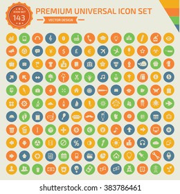 143 Premium Universal icon set,clean vector