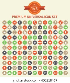 143 Premium universal icon set,clean vector
