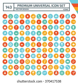 143 Premium Universal Web Icon set,clean vector