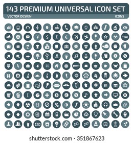 143 Premium Universal Website Icon Set,clean vector