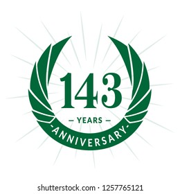 143 years anniversary. Elegant anniversary design. 143 years logo.