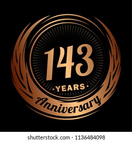 143 years anniversary. Anniversary logo design. 143 years logo