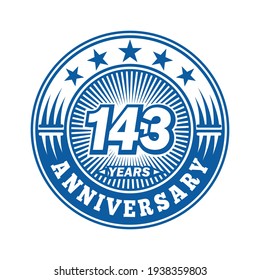 143 years anniversary. Anniversary logo design. Vector and illustration.