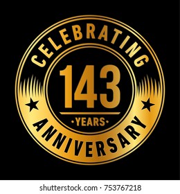 143 years anniversary logo template. Vector and illustration.