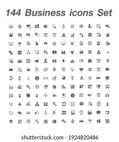 144 Business icon set vector