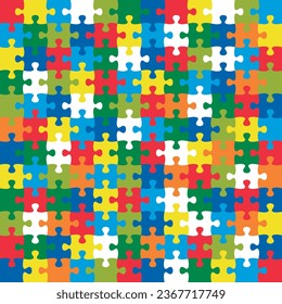 144 colorful jigsaw puzzle pieces background vector.