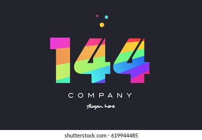 144 creative color green orange blue magenta pink number digit company logo vector icon spectrum