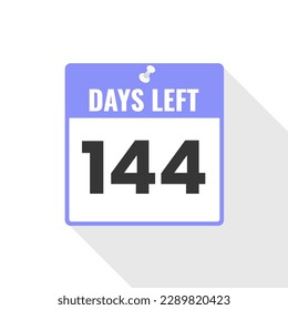 144 Days Left Countdown sales icon. 144 days left to go Promotional banner