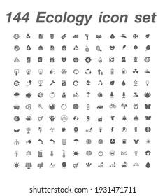 144 Ecology icon set Vector