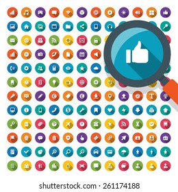 144 Web site vector icons set shadow effect. Social media design elements for design.