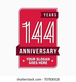 144 years anniversary design template. Vector and illustration.