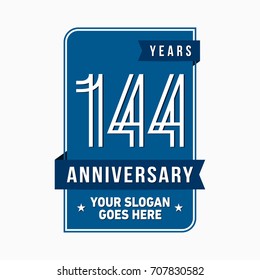 144 years anniversary design template. Vector and illustration.