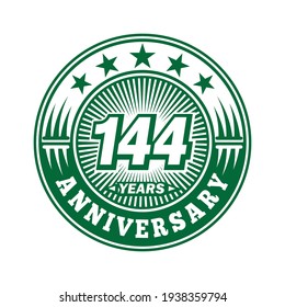 144 years anniversary. Anniversary logo design. Vector and illustration.