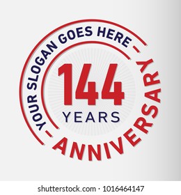 144 years anniversary logo template. Vector and illustration.
