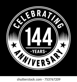 144 years anniversary logo template. Vector and illustration.