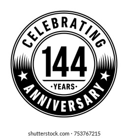 144 years anniversary logo template. Vector and illustration.