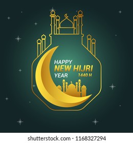1440 H Islamic New Year Design Background. Vector illustration for Greeting card, poster and banner
