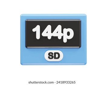 144p resolution text icon 3d illustration rendering