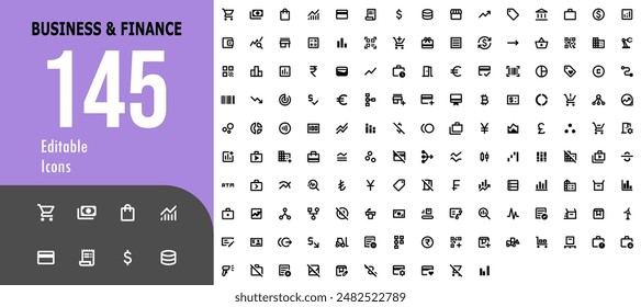 145 Business and Finance Editable Icons Set