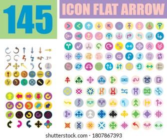 145 Icon Arrow Flat Style Estilo plano para cualquier propósito presentación de aplicaciones móviles en sitios web