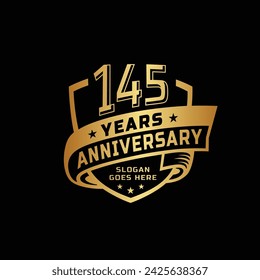 145 years anniversary celebration design template. 145th anniversary logo. Vector and illustration.