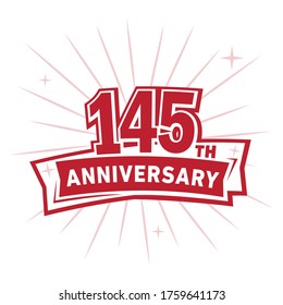 145 years anniversary celebration logo. 145th design template. Vector and illustration.