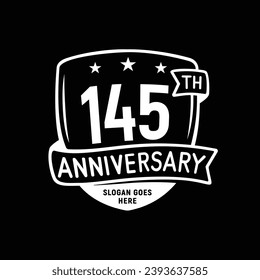 145 years anniversary celebration shield design template. 145th anniversary logo. Vector and illustration.