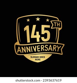 145 years anniversary celebration shield design template. 145th anniversary logo. Vector and illustration.