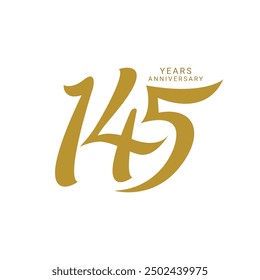 145, 145 Years Anniversary Logo, 145th Logo, Vector Template Design element for invitation, Anniversary, greeting card illustration.