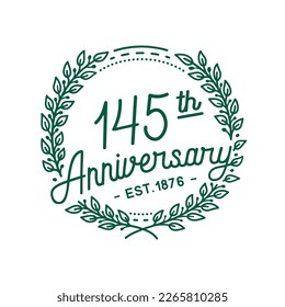 145 years anniversary logo collection. 145th years anniversary celebration hand drawn logotype. Vector and illustration.
