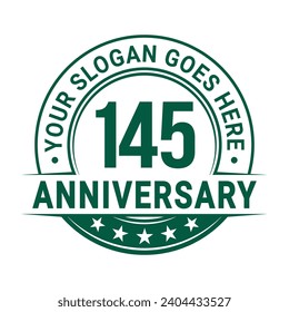 145 years anniversary logo design template. 145th anniversary celebrating logotype. Vector and illustration.