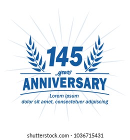 145 years anniversary logo. Vector and illustration.