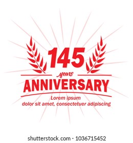 145 years anniversary logo. Vector and illustration.