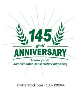 145 years anniversary logo. Vector and illustration.