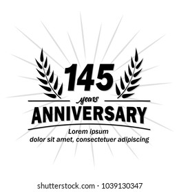 145 years anniversary logo. Vector and illustration.