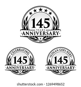 145 years anniversary set. 145th celebration logo collection. Vector and illustration. 