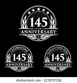 145 years anniversary set. 145th celebration logo collection. Vector and illustration. 