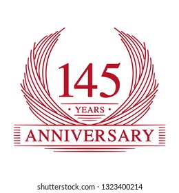 145 years design template. 145th anniversary. Vector and illustration.
