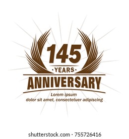 145 years design template. Anniversary vector and illustration template.
