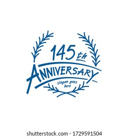 Plantilla de diseño de 145 años. Vector e ilustración. Logo de los 145 años.