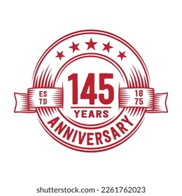 145 years logo design template. 145th anniversary vector and illustration