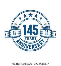 145 years logo design template. 145th anniversary vector and illustration.