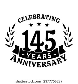 145th anniversary celebration design template. 145 years vector and illustration.