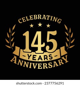 145th anniversary celebration design template. 145 years vector and illustration.