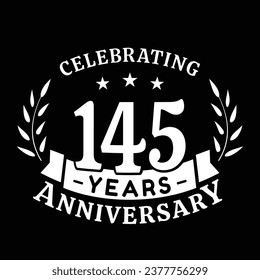 145th anniversary celebration design template. 145 years vector and illustration.