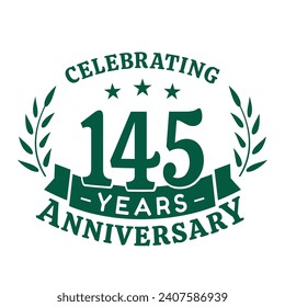 145th anniversary celebration design template. 145 years vector and illustration.